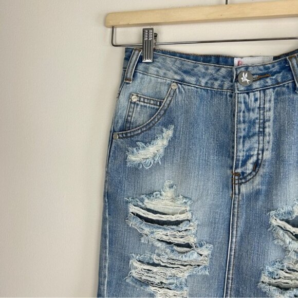 One Teaspoon Distressed Denim mini skirt 26 - Picture 5 of 6